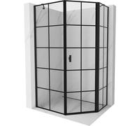 Mexen Mist cabine de douche pentagonale asymétrique à charnière droite 90 x 100 cm, grille noire, noire - 8A8-090-100-70-77-P 77420 5905315663986