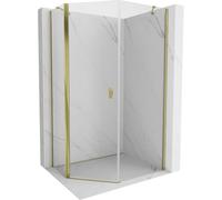 Mexen Mist cabine de douche pentagonale asymétrique pivotante 80 x 100 cm, transparent, or - 8A8-080-100-50-00 77316 5905315663344