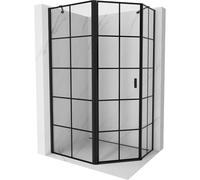Mexen Mist cabine de douche pentagonale asymétrique pivotante gauche 90 x 80 cm, grille noire, noire - 8A8-090-080-70-77-L 77383 5905315663832