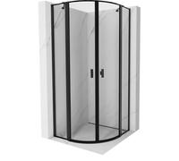 Mexen Mist cabine de douche semi-circulaire pivotante 100 x 100 cm, cadre noir, noir - 8A32-100-100-70-70 78438 5905315956910