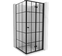 Mexen Mist-F cabine de douche pliante droite 100 x 100 cm, grille noire, noir - 8A6T-100-100-70-77-P 76019 5905315654458