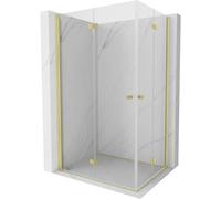 Mexen Mist-F Duo cabine de douche pliante gauche 100 x 75 cm, transparent, or brossé - 8A6-100L-075P-55-00 76194 5905315657312