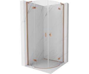 Mexen Mist L cabine de douche demi-circulaire pivotante 90 x 90 cm, transparent, cuivre brossé - 8A33L-090-090-65-00 77794 5905315673855