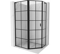 Mexen Mist L cabine de douche pentagonale asymétrique pivotante gauche 100 x 80 cm, grille noire, noire - 8A8L-100-080-70-77-L