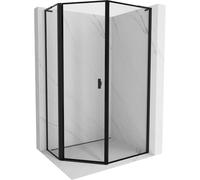 Mexen Mist L cabine de douche pentagonale asymétrique pivotante gauche 80 x 100 cm, cadre noir, noir - 8A8L-080-100-70-70-L 77953 5905315664518