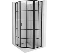 Mexen Mist L cabine de douche pentagonale pivotante droite 90 x 90 cm, grille noire, noir - 8A8L-090-090-70-77-P