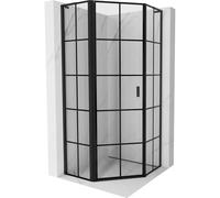 Mexen Mist L cabine de douche pentagonale pivotante gauche 80 x 80 cm, grille noire, noire - 8A8L-080-080-70-77-L 77972 5905315664631