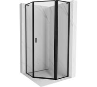 Mexen Mist L cabine de douche pentagonale porte battante droite 100 x 100 cm, cadre noir, noir - 8A8L-100-100-70-70-P 77970 5905315664624