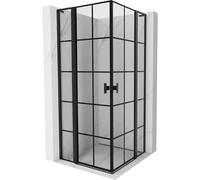 Mexen Mist L Duo cabine de douche pivotante 115 x 115 cm, grille noire, noir - 8A4L-115L-115P-70-77 72062 5905315607515