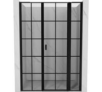 Mexen Mist L Porte de douche ouverture à droite 145 cm, grille noire, noir - 8A4L-145-001-70-77-P