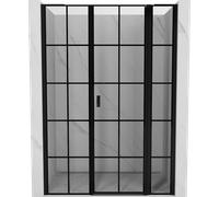 Mexen Mist L porte de douche pivotante droite 140 cm, grille noire, noir - 8A4L-140-001-70-77-P 72304 5905315608864