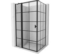 Mexen Mist T cabine de douche avec porte battante gauche 80 x 90 cm, quadrillage noir, noir - 8A4T-080-090-70-77-L 71259 5905315598929
