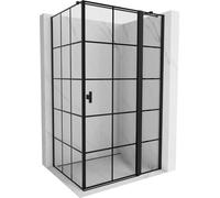 Mexen Mist T cabine de douche battante droite 70 x 95 cm, grille noire, noir - 8A4T-070-095-70-77-P