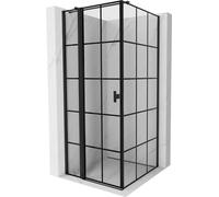 Mexen Mist T cabine de douche pivotante gauche 70 x 70 cm, grille noire, noir - 8A4T-070-070-70-77-L