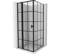 Mexen Mist T cabine de douche pivotante gauche 80 x 80 cm, grille noire, noir - 8A4T-080-080-70-77-L 71224 5905315598707