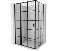 Mexen Mist T cabine de douche avec porte battante gauche 80 x 90 cm, quadrillage noir, noir - 8A4T-080-090-70-77-L 71259 5905315598929