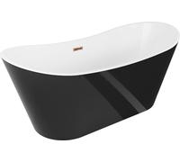 Mexen Montana baignoire autoportante 150 x 75 cm, blanc/noir, bonde or rose - 52011507575-60