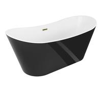 Mexen Montana baignoire autoportante 180 x 80 cm, blanche/noire, trop-plein doré - 52011808075-50 45700 5905315378835