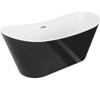 Mexen Montana baignoire autoportante 180 x 90 cm, blanc/noir, bonde en nickel brossé - 52011809075-97