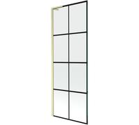 Mexen Next L paroi de baignoire à 1 volet 70 x 150 cm, grille noire, doré brossé - 895-070-000-03-77-55 52786 5905315320728