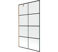 Mexen Next paroi de baignoire 1 volet 100 x 150 cm, motif carreaux noirs, cuivre brossé - 895-100-000-00-77-65 47388 5905315317339