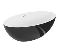 Mexen Baignoire autoportante Nike 175 x 100 cm blanc/noir trop-plein doré