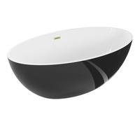 Mexen Nike baignoire autoportante 175 x 100 cm, blanche/noire, trop-plein doré brossé - 54071751075-55 46514 5905315384744