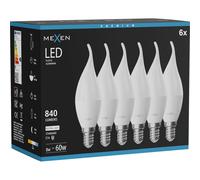 Mexen Nova 6x Ampoule LED flamme E14, C37, 8W, Neutre - 4000K, 840 lm - L106-E14-0840-01x06 95738 5907931019284