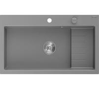 Mexen Omar Evier en granit 1 bassin 800 x 480 mm, gris, siphon chrome - 6520801005-71