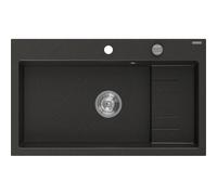 Mexen Omar évier en granit 1 cuve 800 x 480 mm, noir/or métallique, siphon chromé - 6520801005-75 31059 5905315070937