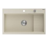 Mexen Omar évier en granit à 1 bac 800 x 480 mm, beige, siphon chromé - 6520801005-69 29317 5905315070906