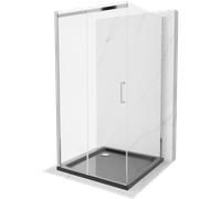 Mexen Omega-3S cabine de douche à 3 parois, coulissante 100x100 cm, transparent, chromé + receveur de douche plat 15661 5905315011213