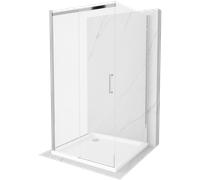 Mexen Omega-3S cabine de douche à 3 parois, coulissante 100x100 cm, transparent, chromé + receveur Flat 15646 5905315005847