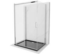 Mexen Omega-3S cabine de douche 3 parois, coulissante 100x80 cm, transparent, chromé + receveur Flat - 825-100-080-01-00-3s-4070 15659 5905315011190