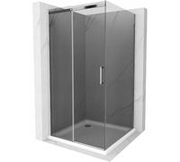 Mexen Omega cabine de douche coulissante 100 x 100 cm, graphite, chrome + receveur Flat, blanc - 825-100-100-01-40-4010 13530 5907709167544
