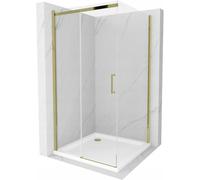Mexen Omega cabine de douche coulissante 100 x 100 cm, transparente, dorée + receveur plat - 825-100-100-50-00-4010 4785 5907709176652