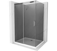 Mexen Omega cabine de douche coulissante 100 x 80 cm, graphite, chrome + receveur plat, blanc - 825-100-080-01-40-4010 13528 5907709167520