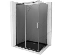Mexen Omega cabine de douche coulissante 100 x 90 cm, graphite, chrome + receveur plat, noir - 825-100-090-01-40-4070 13524 5907709166493