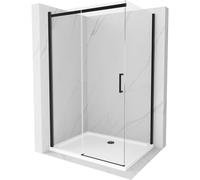 Mexen Omega cabine de douche coulissante 120 x 70 cm, transparente, noire + receveur Flat, blanc - 825-120-070-70-00-4010B 13555 5907709167407