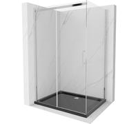 Mexen Omega Cabine de douche pliante 120 x 90 cm, Transparent, Chrome + Receveur de douche plat, Noir - 825-120-090-01-00-4070