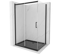 Mexen Omega Paroi de douche pliante 100 x 90 cm, transparente, noire + receveur de douche plat, noir - 825-100-090-70-00-4070B