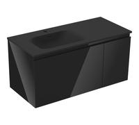Mexen Orio armoire de salle de bain 90 cm avec lavabo Vela à gauche, 1T, 1P, noir brillant/noir mat 85827 5905315774378