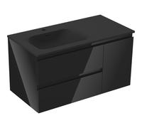 Mexen Orio armoire de salle de bain 90 cm avec lavabo Vela gauche, 2S, 1D, noir brillant/noir mat - 91A13-09047-3-BBFFF70-W23L71 85987 5905315776136