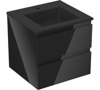 Mexen Orio armoire de salle de bains de 50 cm avec lavabo Otis, 2 tiroirs, noir brillant/noir mat - 91A10-05047-2-BFF70-W18M71 84529 5905315486448