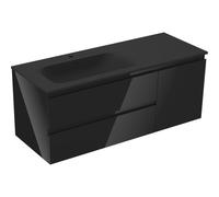 Mexen Orio cabinet de salle de bain 120 cm avec lavabo Vela gauche, 2 tiroirs, 1 porte, noir brillant/noir mat 85999 5905315776259