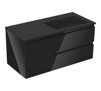 Mexen Orio meuble de salle de bain 100 cm avec lavabo Otis à droite, 2S, 1D, noir brillant/noir mat 85937 5905315775634