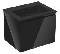 Mexen Orio meuble de salle de bain 60 cm avec lavabo Otis, 1 tiroir, noir brillant/noir mat - 91A10-06047-1-BF70-W18M71 82849 5905315485274
