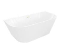 Mexen Oris baignoire autoportante à poser nervurée 150 x 75 cm, blanche, trop-plein doré brossé - 52871507500-55 76768 5905315623201