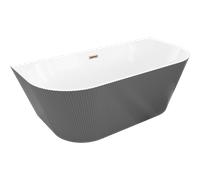 Mexen Oris baignoire autoportante adossée rainurée 150 x 75 cm, blanc/gris, trop-plein or rose - 52871507562-60 77098 5905315623317