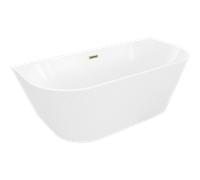 Mexen Oris baignoire autoportante adossée rainurée 170 x 80 cm, blanche, trop-plein or brossé - 52871708000-55 77241 5905315623508